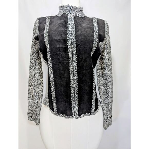 NWT Talk of the Walk Atlantic City Suede Knit Jacket Black White Size M - Picture 1 of 9